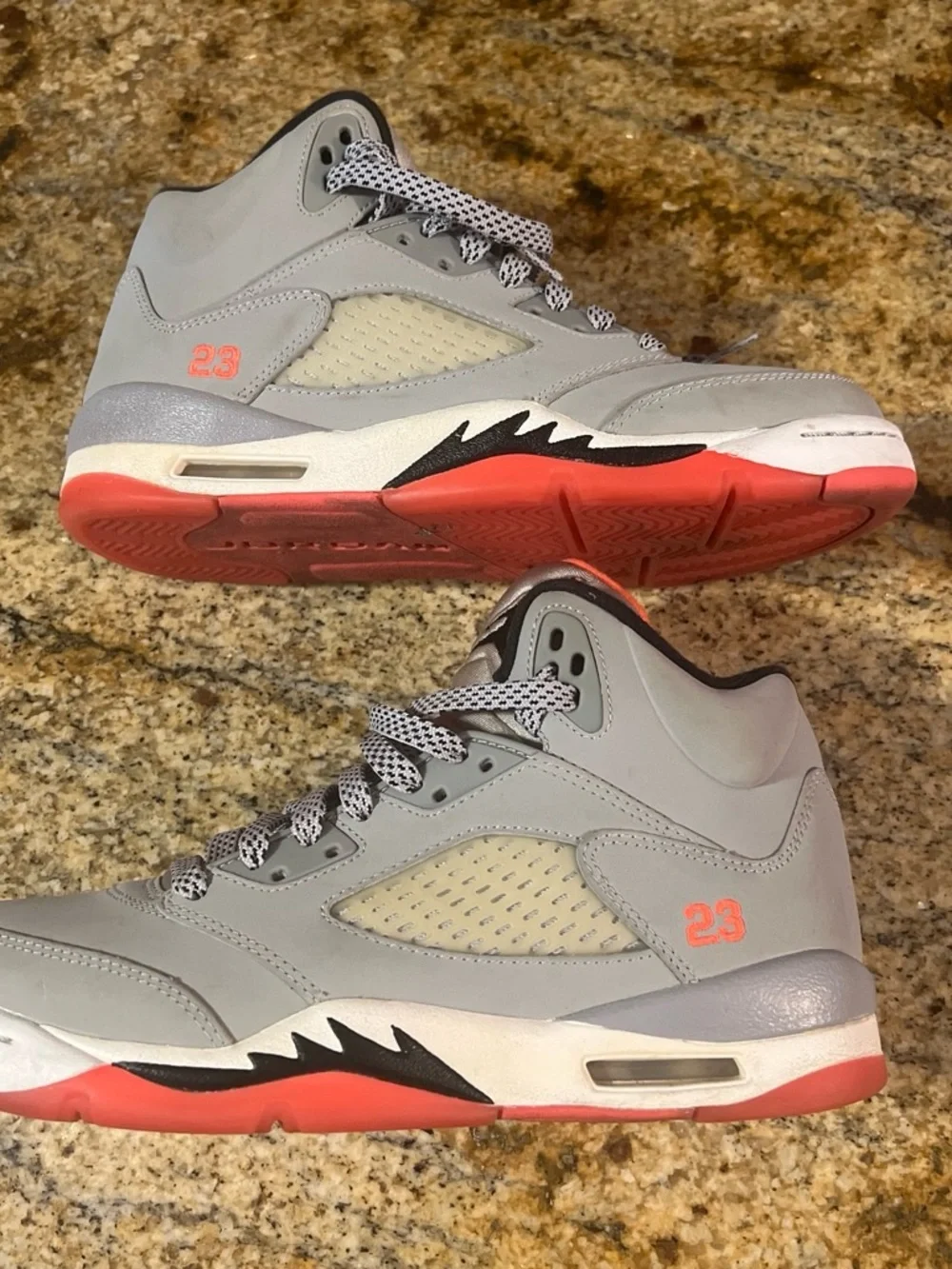Jordan Men’s Grey Sneakers with Infrared Accents